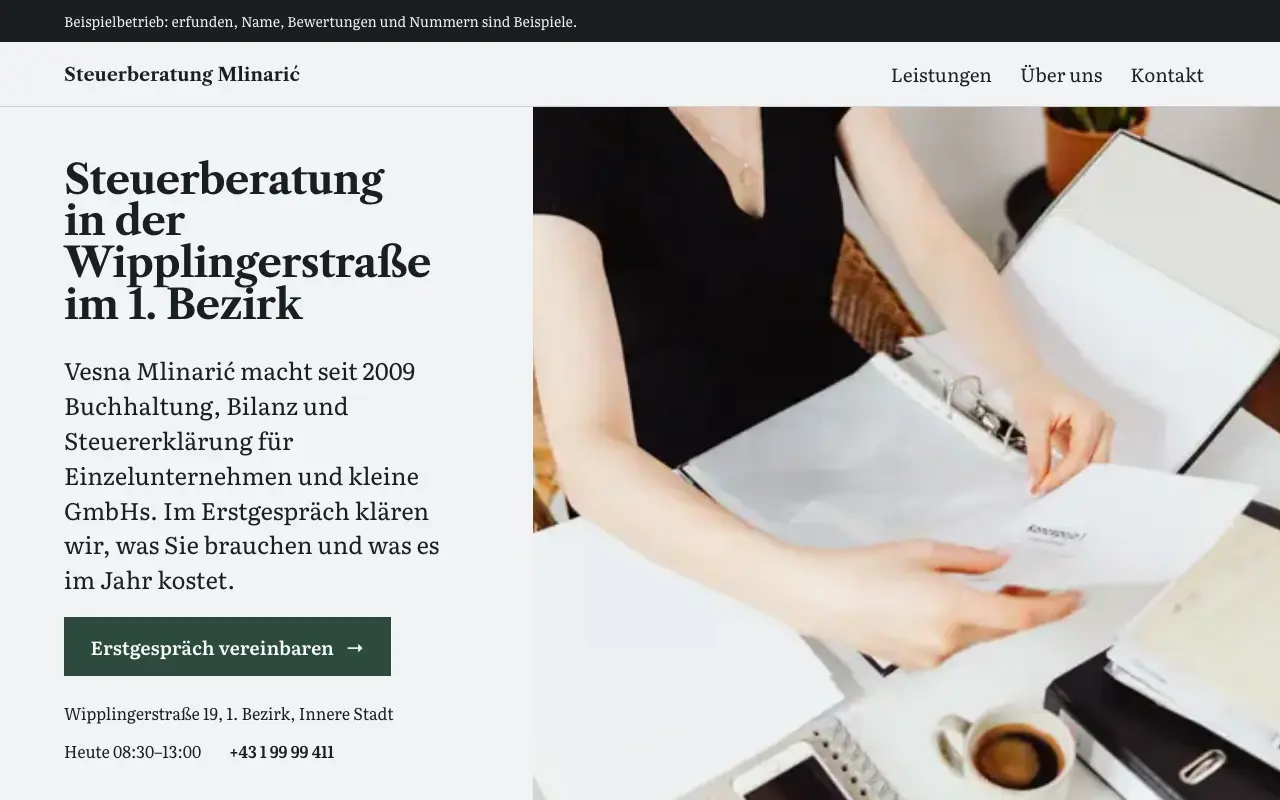 Exemplu: Steuerberatung Mlinarić